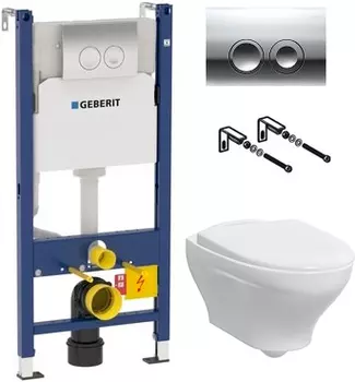 Комплект инсталляция Geberit Duofix Delta 458.124.21.1 + Унитаз Gustavsberg Estetic Hygienic Flush