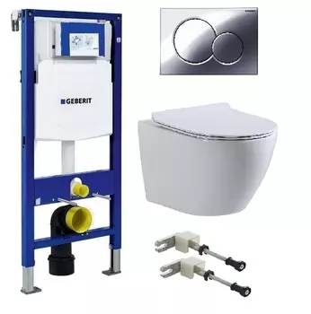 Комплект инсталляция Geberit Duofix UP320 111.300.00.5 + унитаз beWash Minimal BKWHR003480 + кнопка смыва 115.770.21.5 + комплект креплений