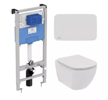 Комплект инсталляция Ideal Standard Prosys Frame R020467+унитаз Ideal Standard Tesi Rimless T536001+кнопка смыва R0123AC
