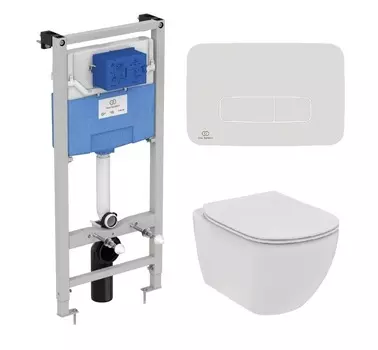 Комплект инсталляция Ideal Standard Prosys Frame R020467+унитаз Ideal Standard Tesi Rimless T536001+кнопка смыва R0459AW