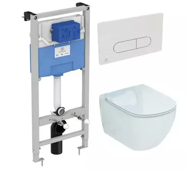 Комплект инсталляция Ideal Standard Prosys Frame R020467+унитаз Ideal Standard Tesi T007901+кнопка смыва R0115AC