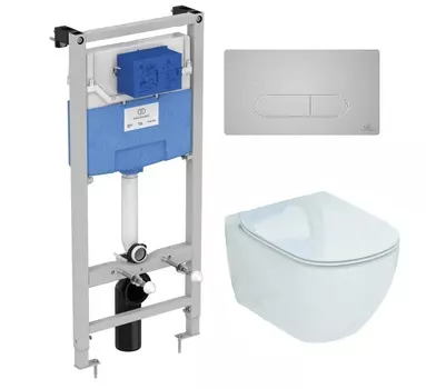 Комплект инсталляция Ideal Standard Prosys Frame R020467+унитаз Ideal Standard Tesi T007901+кнопка смыва R0115JG