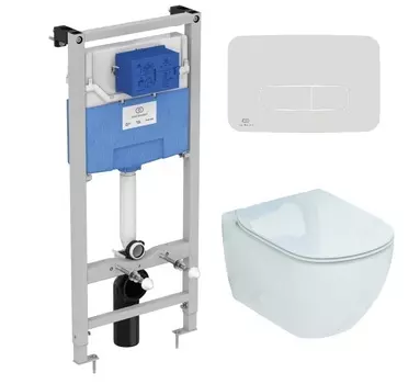 Комплект инсталляция Ideal Standard Prosys Frame R020467+унитаз Ideal Standard Tesi T007901+кнопка смыва R0459AW