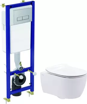 Комплект инсталляция Ideal Standard W3710AA 4 в 1 + SSWW NC2038V ультратонкое сиденье