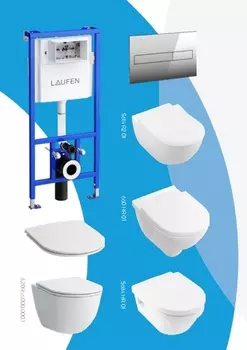 Комплект инсталляция Laufen Lis CW1 8.9466.0+унитаз подвесной+крышка 8.9896.6.000.000.1