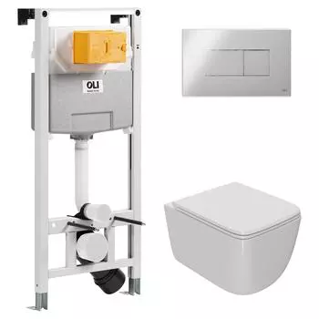 Комплект инсталляция OLI 120 ECO Sanitarblock pneumatic+кнопка Karisma хром +унитаз Point Меркурий PN41831