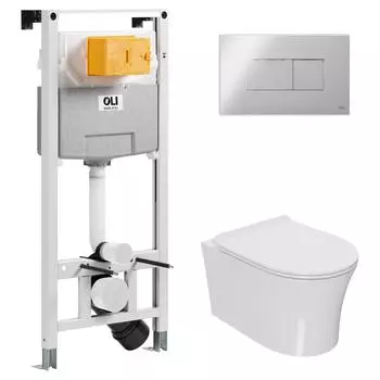 Комплект инсталляция OLI 120 ECO Sanitarblock pneumatic+кнопка Karisma хром +унитаз Point Вега PN41711