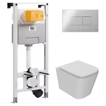Комплект инсталляция OLI 120 ECO Sanitarblock pneumatic+кнопка Karisma хром +унитаз Point Ника PN41081
