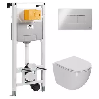 Комплект инсталляция OLI 120 ECO Sanitarblock pneumatic+кнопка Karisma хром +унитаз Point Афина PN41041