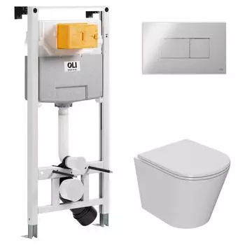 Комплект инсталляция OLI 120 ECO Sanitarblock pneumatic+кнопка Karisma хром +унитаз Point Виктория PN41061