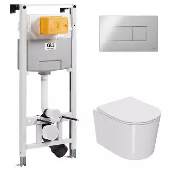Комплект инсталляция OLI 120 ECO Sanitarblock pneumatic+кнопка Karisma хром +унитаз Point Веста PN41701