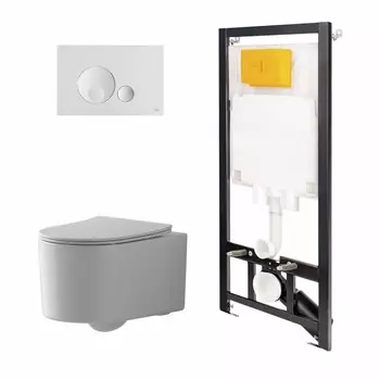 Комплект инсталляция OLI 80 ECO+кнопка Globe белая+унитаз Point Веста белый