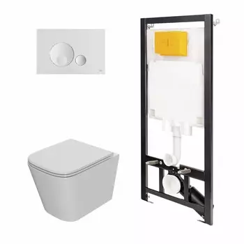 Комплект инсталляция OLI 80 ECO+кнопка Globe белая+унитаз Point Ника белый (аналог PN48083WC)