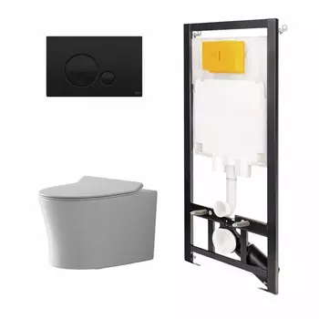 Комплект инсталляция OLI 80 ECO+кнопка Globe черная+унитаз Point Вега белый