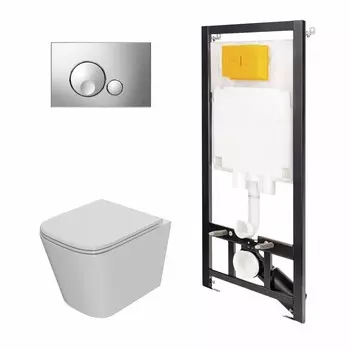 Комплект инсталляция OLI 80 ECO+кнопка Globe хром+унитаз Point Ника белый (аналог PN48081C)