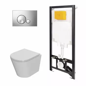 Комплект инсталляция OLI 80 ECO+кнопка Globe хром+унитаз Point Виктория белый (аналог PN48066BC)