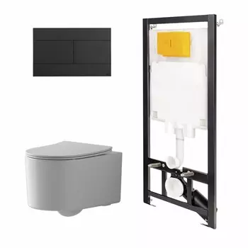 Комплект инсталляция OLI 80 ECO+кнопка Slim черная+унитаз Point Веста белый