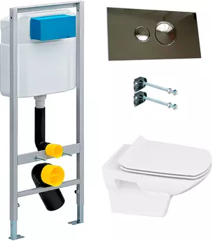 Комплект инсталляция Viega Eco plus 713386 + кнопка + унитаз Cersanit Carina new clean on slim lift