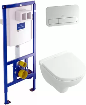 Комплект инсталляция Villeroy & Boch 9224 6100 + Унитаз Villeroy & Boch O Novo 5688HR01 alpin