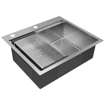 Комплект мойка + колландер Paulmark KRONER-PRO 59 + ADVANCE PM705951-BS+A405-BS 59х51 см, брашированная нержавеющая сталь