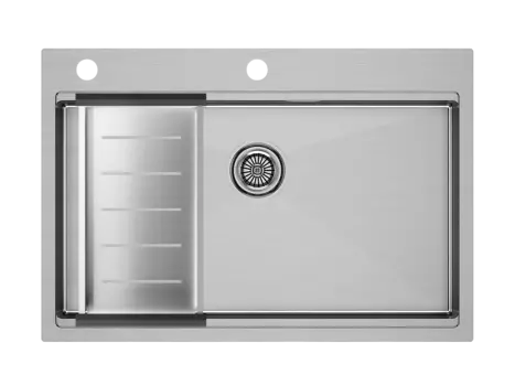 Комплект мойка + колландер Paulmark KRONER-PRO 75 + ADVANCE PM707551-BS+A405-BS 75х51 см, брашированная нержавеющая сталь