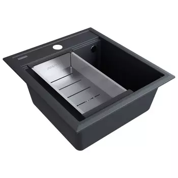 Комплект мойка + колландер Paulmark STEPIA 45 + ADVANCE PM114651-AN+A375-BS 46х51 см, антрацит, брашированная нержавеющая сталь