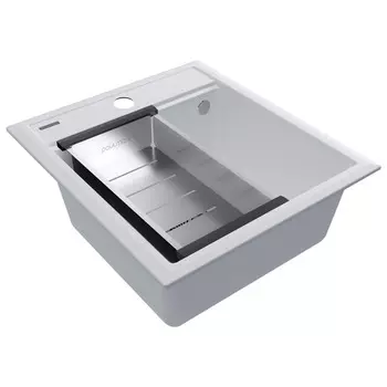 Комплект мойка + колландер Paulmark STEPIA 45 + ADVANCE PM114651-WH+A375-BS 46х51 см, белый, брашированная нержавеющая сталь