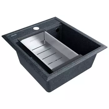 Комплект мойка + колландер Paulmark STEPIA 45 + ADVANCE PM114651-DG+A375-BS 46х51 см, графит, брашированная нержавеющая сталь