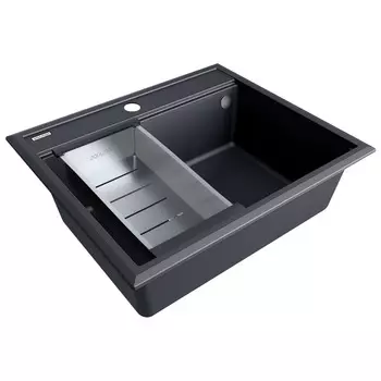 Комплект мойка + колландер Paulmark STEPIA 60 + ADVANCE PM115951-AN+A375-BS 59х51 см, антрацит, брашированная нержавеющая сталь