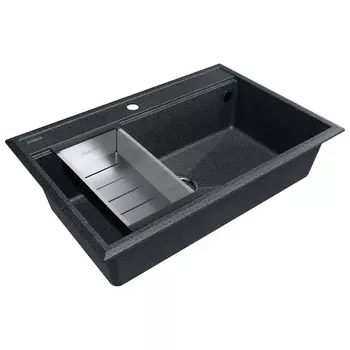 Комплект мойка + колландер Paulmark STEPIA 80 + ADVANCE PM117551-DG+A375-BS 75х51 см, графит, брашированная нержавеющая сталь