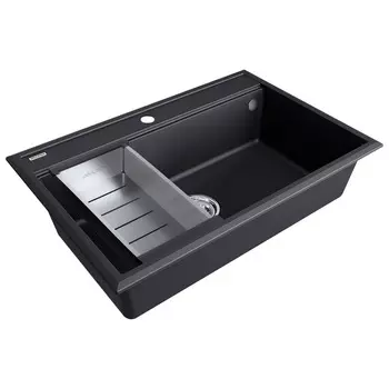 Комплект мойка + колландер Paulmark STEPIA 80 + ADVANCE PM117551-AN+A375-BS 75х51 см, антрацит, брашированная нержавеющая сталь