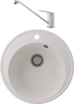 Комплект Мойка кухонная Domaci Солерно DN 485-01 + Смеситель Domaci Солерно UQ-004-01 для кухни, жасмин