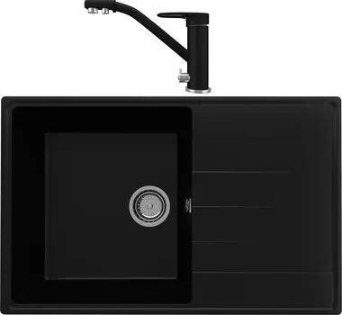 Комплект Мойка кухонная Domaci Солерно DP 780-07 + Смеситель Domaci Солерно UQ-010-07 для кухни, уголь
