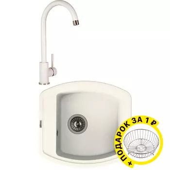 Комплект Мойка кухонная Florentina Нире 480 жасмин + Смеситель Floracio Альфа для кухонной мойки, ж
