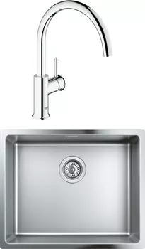 Комплект Мойка кухонная Grohe K700U 31574SD0 + Смеситель Grohe BauClassic 31234001 для кухонной мой