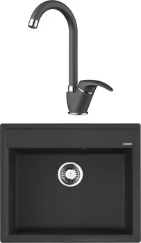 Комплект Мойка кухонная Omoikiri Daisen 60-BL черная + Смеситель Omoikiri Umi BL для кухонной мойки