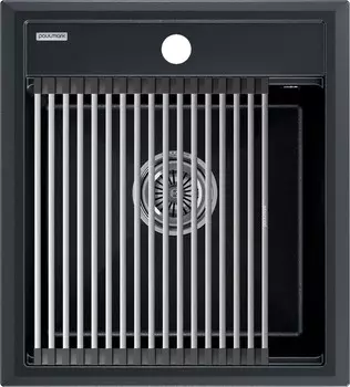 Комплект мойка+ролл-матт Paulmark PM114651-BLM+R375-BS 40,5х36 см, черный металлик