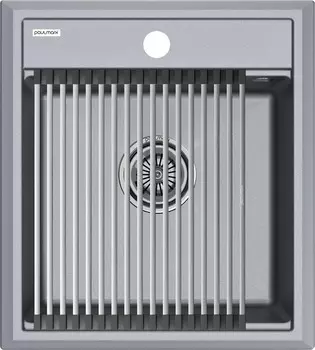 Комплект мойка+ролл-матт Paulmark PM114651-GRM+R375-BS 40,5х36 см, серый металлик