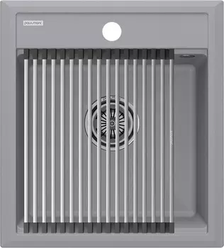 Комплект мойка+ролл-матт Paulmark PM114651-GRS+R375-BS 40,5х36 см, серый дым