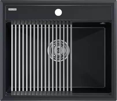 Комплект мойка+ролл-матт Paulmark PM115951-BLM+R375-BS 53,5х36 см, черный металлик