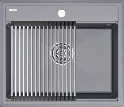 Комплект мойка+ролл-матт Paulmark PM115951-GRM+R375-BS 53,5х36 см, серый металлик