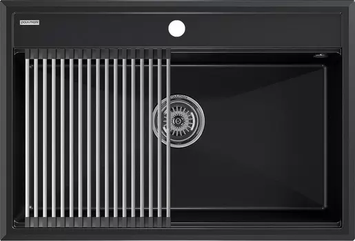 Комплект мойка+ролл-матт Paulmark PM117551-BLM+R375-BS 69,5х36 см, черный металлик