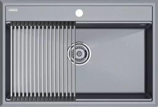 Комплект мойка+ролл-матт Paulmark PM117551-GRM+R375-BS 69,5х36 см, серый металлик