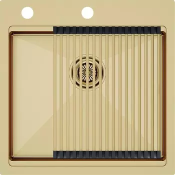 Комплект мойка+ролл-матт Paulmark KRONER-PRO PM705151-BG+R405-BG 41х46 см, брашированное золото