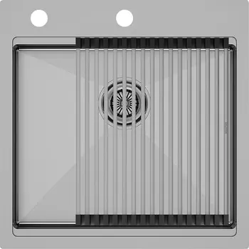 Комплект мойка+ролл-матт Paulmark KRONER-PRO PM705151-BS+R405-BS 41х46 см, брашированная нержавеющая сталь