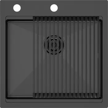 Комплект мойка+ролл-матт Paulmark KRONER-PRO PM705151-GM+R405-GM 41х46 см, вороненая сталь