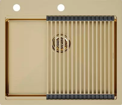 Комплект мойка+ролл-матт Paulmark KRONER-PRO PM705951-BG+R405-BG 54х41 см, брашированное золото