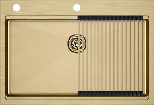 Комплект мойка+ролл-матт Paulmark KRONER-PRO PM707551-BG+R405-BG 70х41 см, брашированное золото