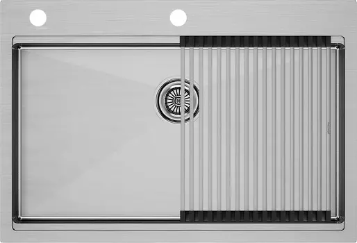 Комплект мойка+ролл-матт Paulmark KRONER-PRO PM707551-BS+R405-BS 70х41 см, брашированная нержавеющая сталь