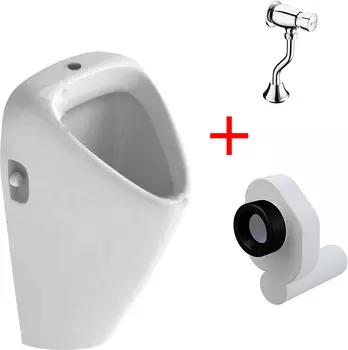 Комплект Писсуар Sanita luxe Long + Сифон для писсуара AlcaPlast A45B горизонтальный + Смывное устр